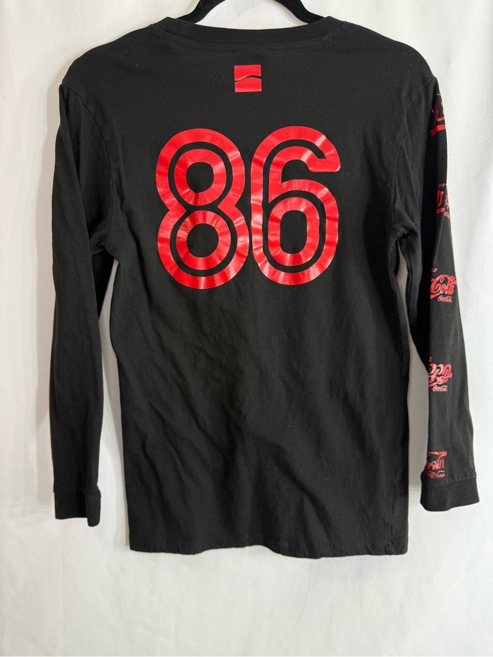 Coca-Cola Graphic Tee Small Black Red Foreign Language Logo Long Sleeve, size S - Picture 6 of 6